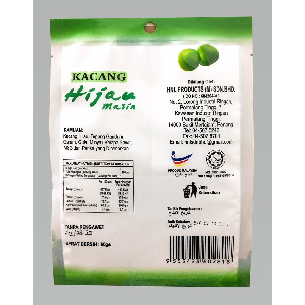 Kacang Hijau Garam | Salted Green Peas Snack [60gm]