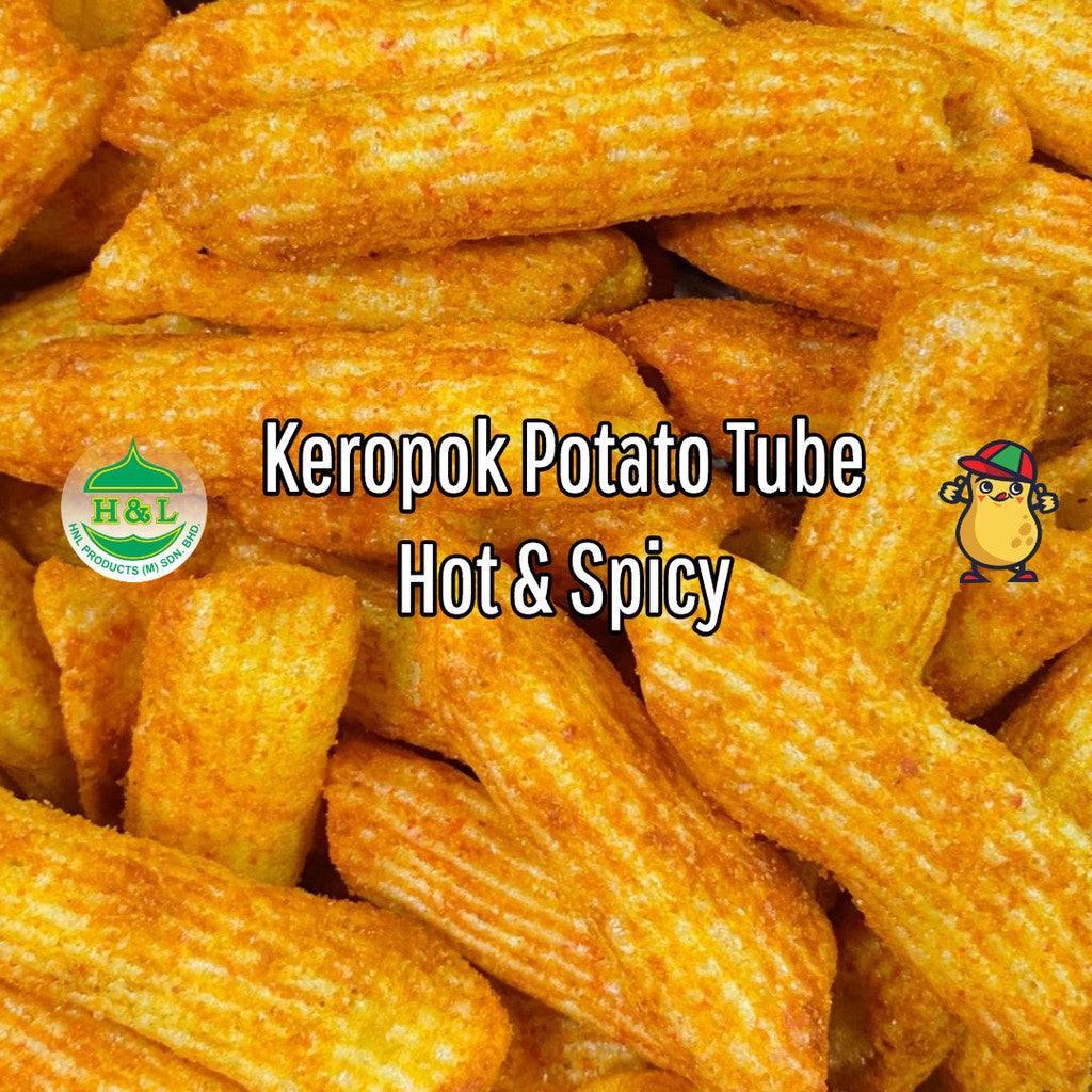 Keropok Potato Tube Hot & Spicy and Cheese Flavour | Bold Heat Infusion in Every Bite