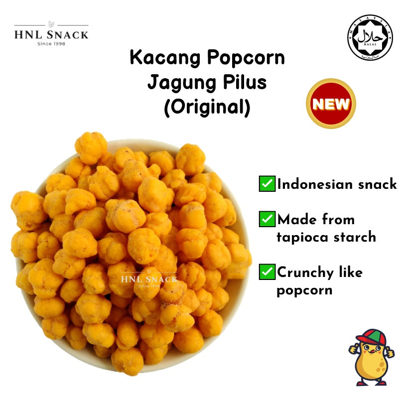 Keropok Kacang Popcorn Jagung Pilus (Original / Spicy Pedas Belado)